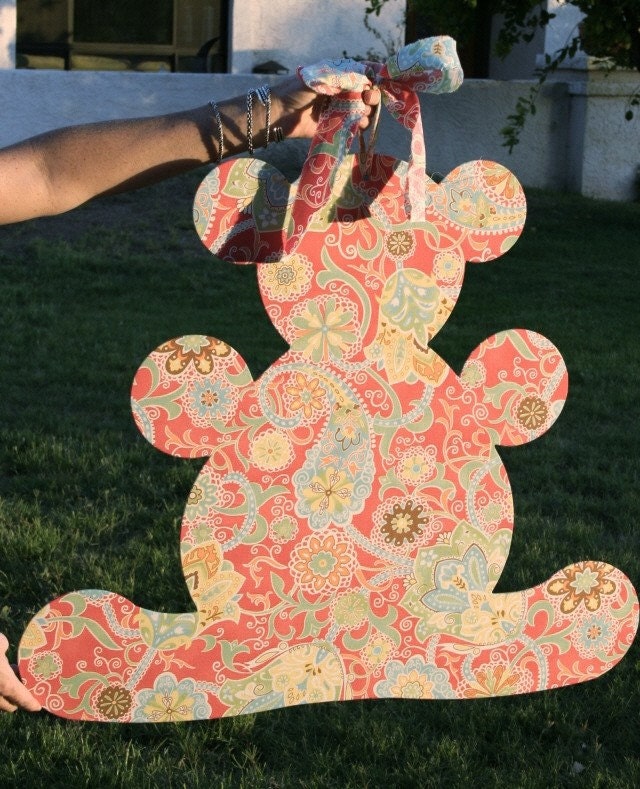 Fabric Covered Magnet Board, Riley the Teddy Bear in pink