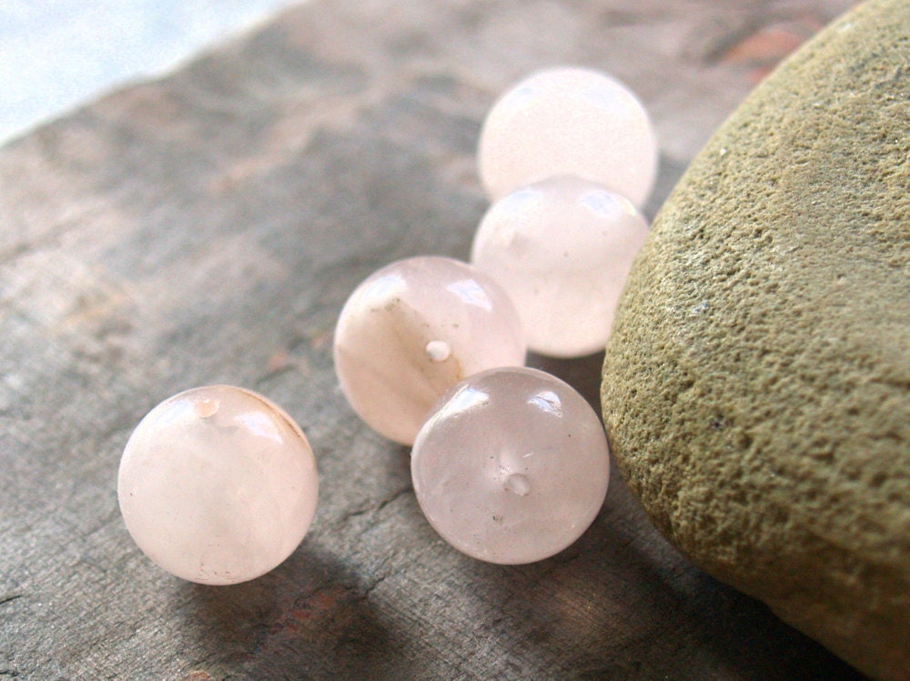 Rose Quartz 14mm Smooth Round Beads Destash 5 pieces