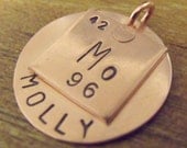 Copper Stamped Periodic Table Pet Tag with Name Disk - Customize it