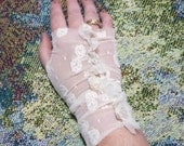 Petal Fingerless Gloves Vintage Ivory Soft Lace Bridal Wedding Boho Cottage Chic Tea Party