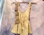 Tunic Blouse Size XL 40" Bust Mini Dress Farmhouse Womens Homespun Sash Tattered