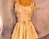 Gretel Fairytale Dress Eco Corset Tunic Tan Tea Dyed Recital Dance Womens