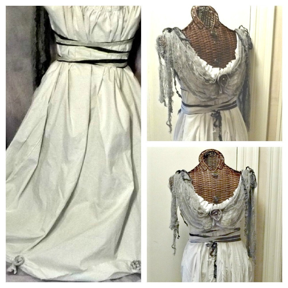 Gothic Bride Halloween Costume Pirate Dress Train and Veil Custom Size Gothic White Zombie Halloween Costume