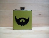 6 oz Stainless Steel - The Beard Love Flask (TM) - on Green