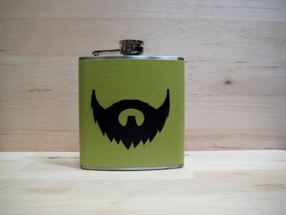 6 oz Stainless Steel - The Beard Love Flask (TM) - on Green 6 oz Stainless Steel - The Beard Love Flask (TM) - on Green