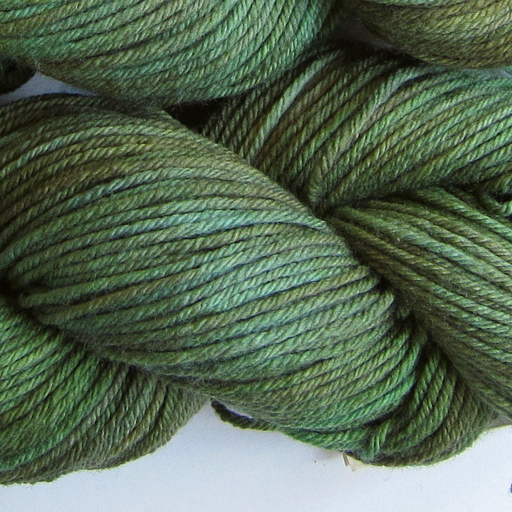 March Hare hand dyed worsted weight yarn, 4ply superwash merino, 100g 220yds - Moss 3