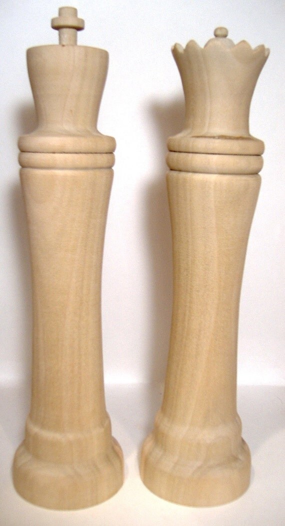 Wood Chess Set Salt and Pepper Grinders by HandMadeWoodGifts