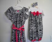 Boutique Zebra Maternity  Delivery Gown with Matching Infant Layette Gown Set