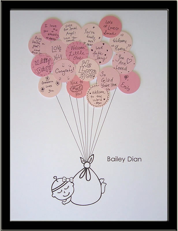 Small Baby Shower Guest Book Print for up to 20 guests - Girl
