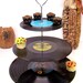 Retro Vintage Record Dessert 3 Tier Pedestal Cake Cupcake Stand Upcycle Recycle Wedding Birthday Graduation Party Rock Around The Clock