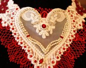 VICTORIAN RHINeSTONe HeART NECKLACE - Christmas-Valentines Day-Sweetest Day - Neo-Renaissance Romantic - VENISE Heart - 5 inches long