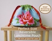 Easy PDF INSTANT DOWNLOAD Bag Sewing Pattern And Tutorial - Perfect Size Reversible Lunchtime Pouch