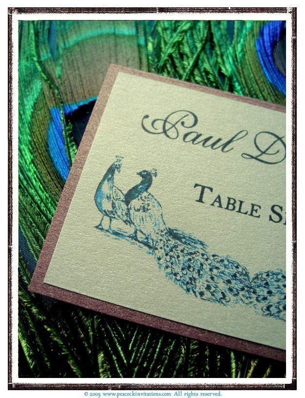 ANNA Lovebirds Peacock Themed Escort Cards in Sapphire Blue