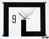 Modern Urban Clock : Avant Garde White and Black Number Two