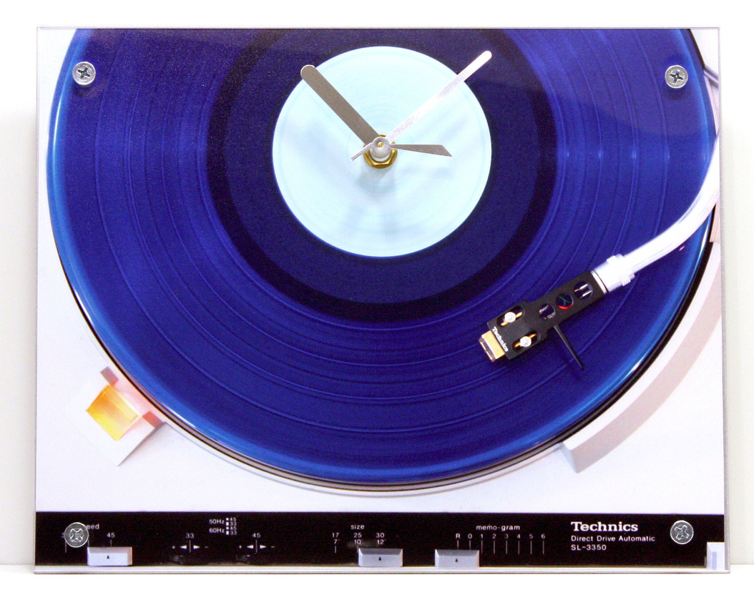 Mens Dorm Clock : Retro Blue Record Player Clock