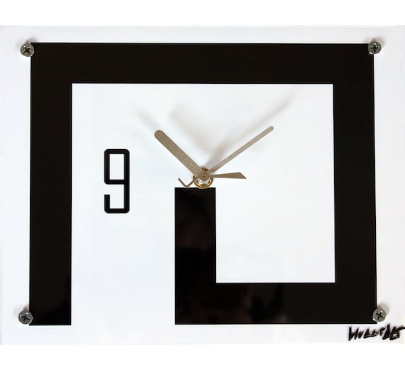 Modern Urban Clock : Avant Garde White and Black Number Two
