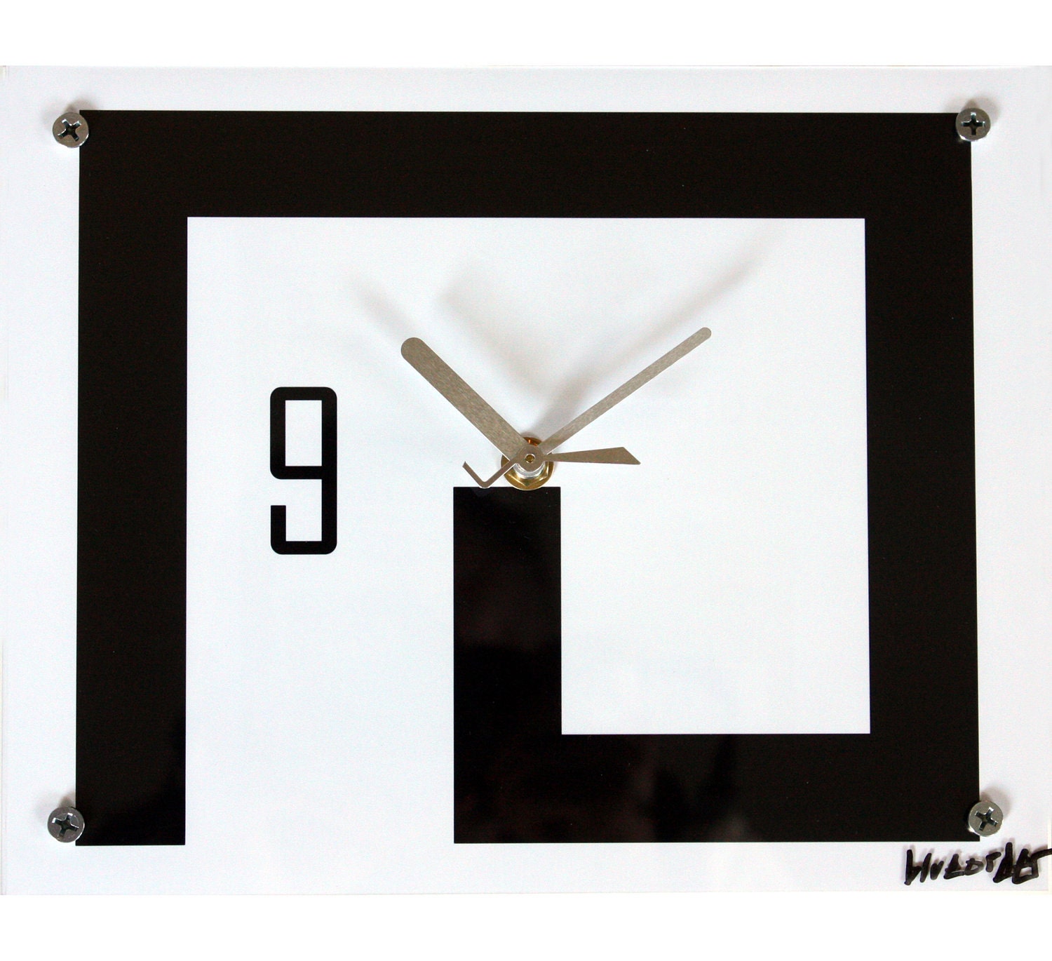 Modern Urban Clock : Avant Garde White and Black Number Two