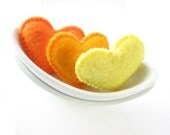 Bright orange, orange and lemon felt Valentine's hearts (high quality)