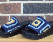 Sandals Wooden Crocheted Granny Square
