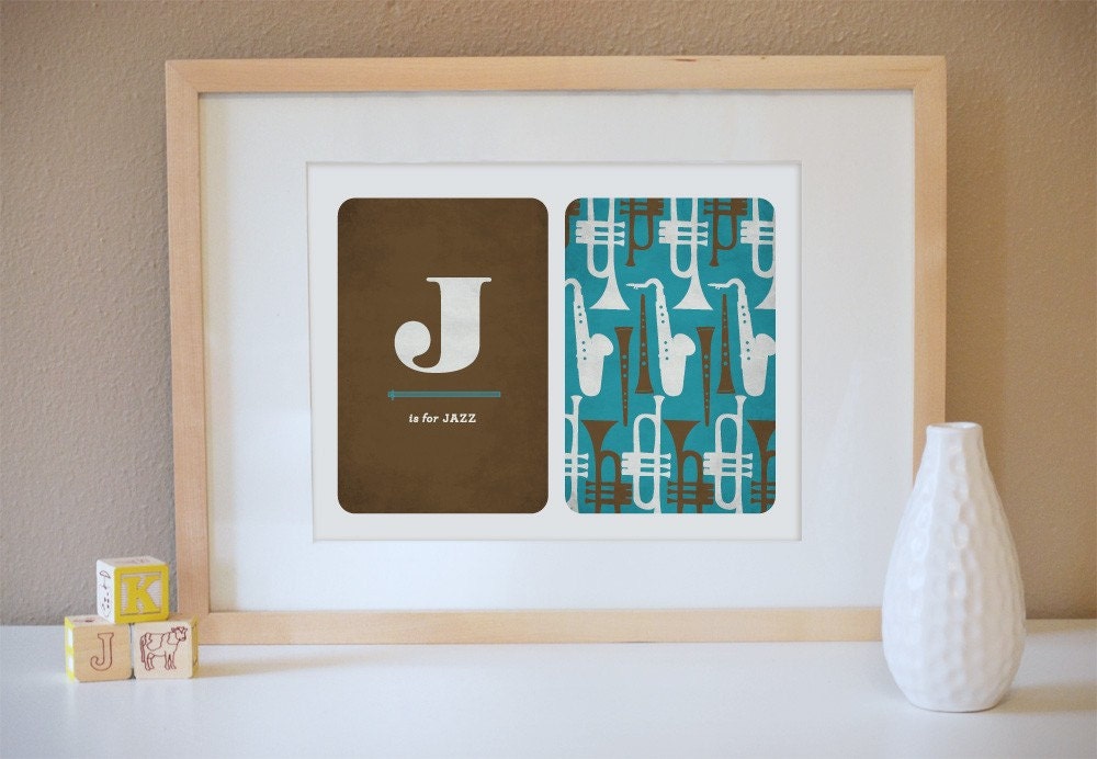 J is for Jazz Alphabet Art Print