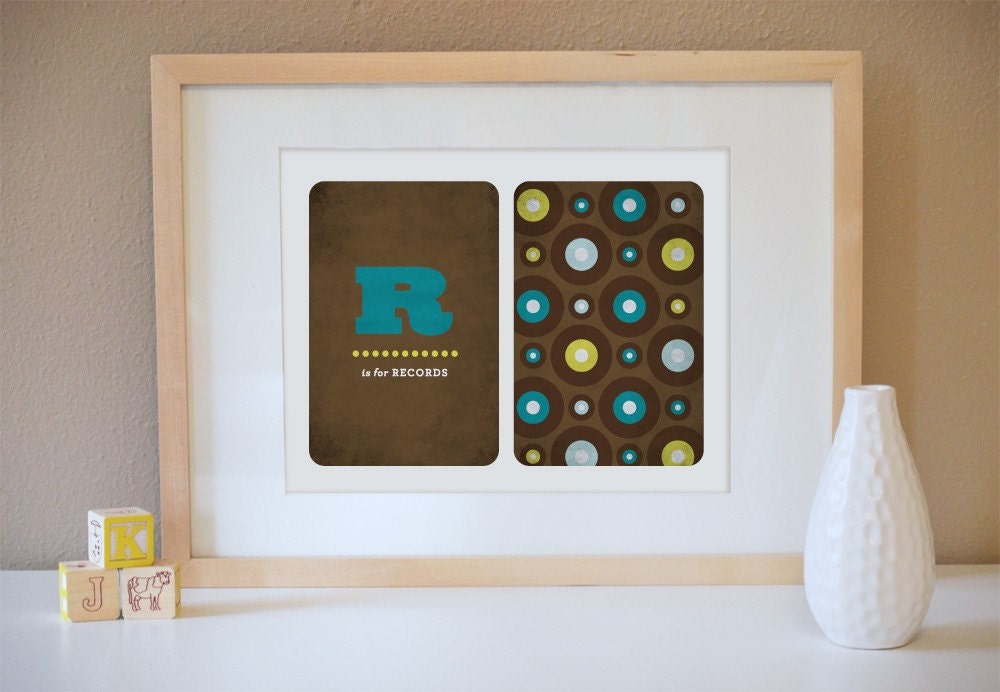 R is for Records Alphabet Art Print
