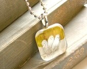 Three Owls - Olive Green, Black and White Mary Lundquist Original Artwork Pendant