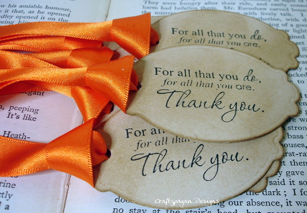 Thank You-Luxury gift Tags-Thanksgiving or Wedding Favor-Ribbon Choices