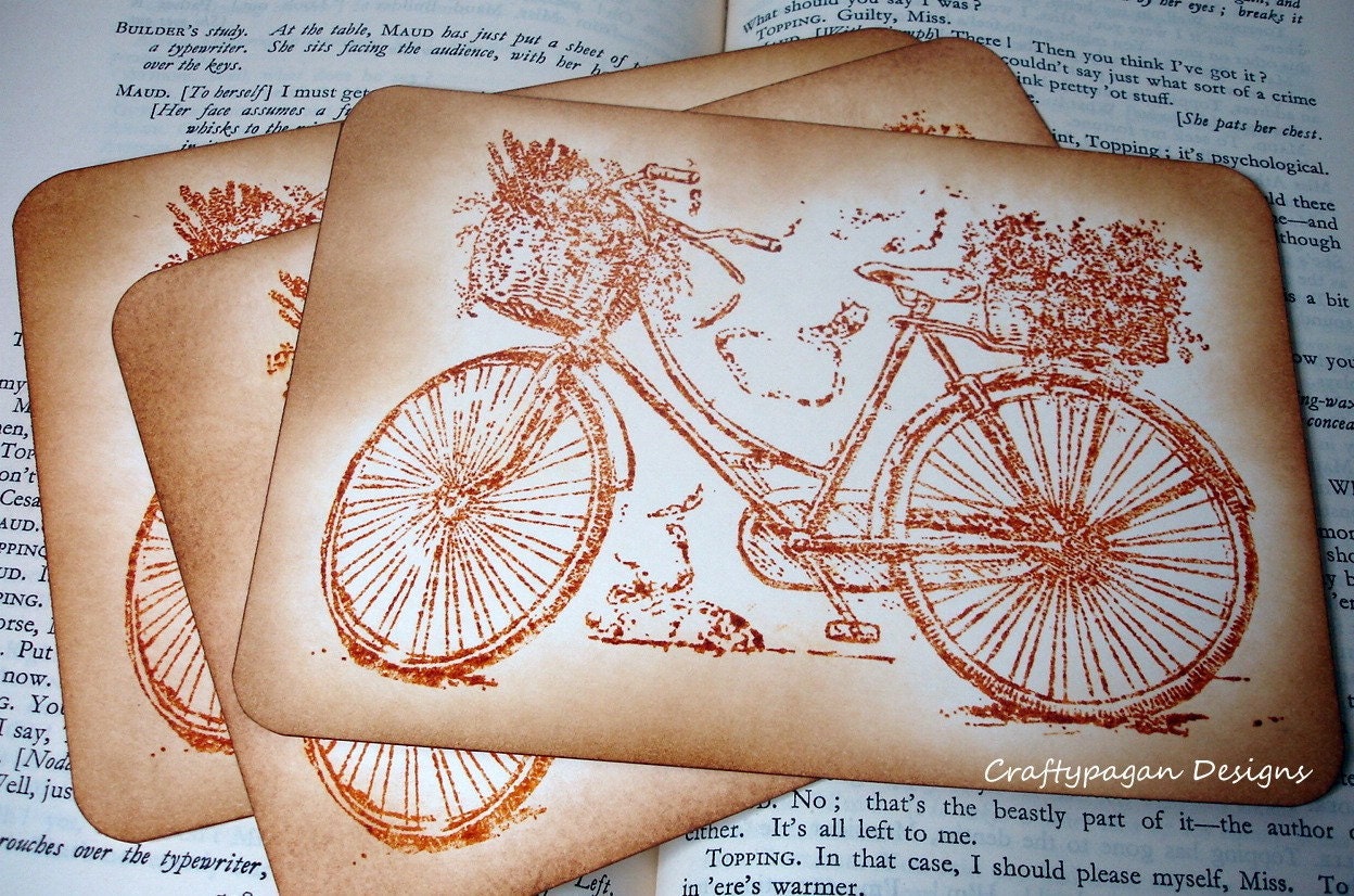 Vintage Style Bicycle Postcards-SET of 3, with Envelopes