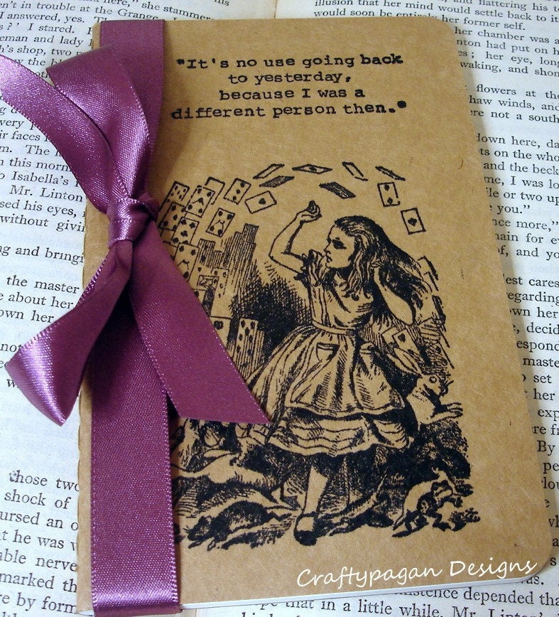 Alice in Wonderland-Pack of Cards-Handmade Altered Kraft Cahier-Perfect Gift or Party Favor
