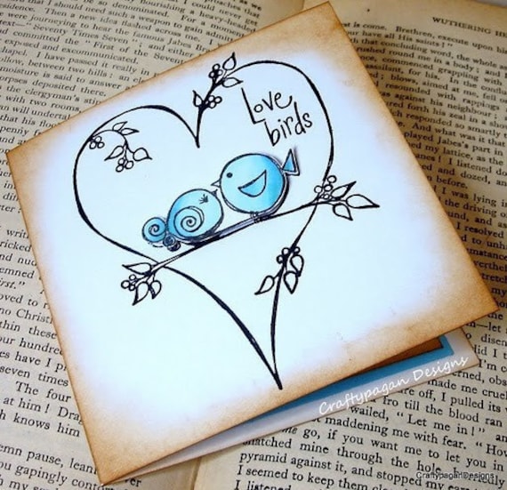 The Love Birds-Luxury 3D Note Card Invitation with Envelope-By Craftypagan Designs