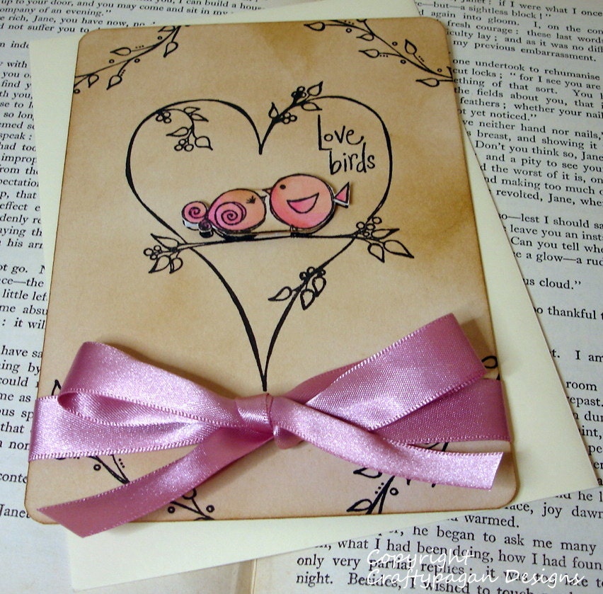The Love Birds-Wedding Invitation and RSVP Card with Envelopes and Envelope Printing or Love Seals-Optional ribbon Wrap