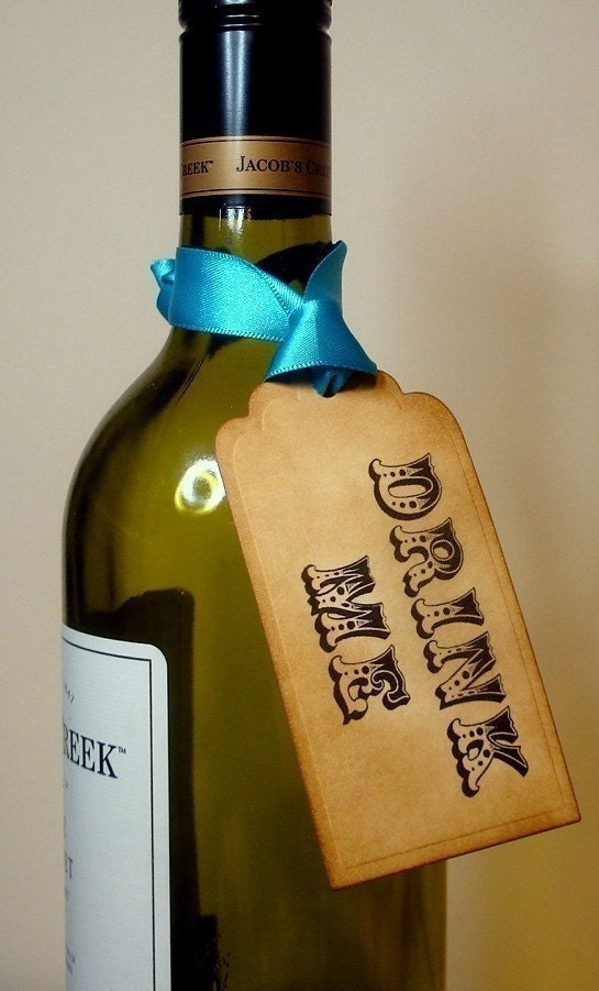 DRINK Me Labels/Gift Tags/Hang Tags Circus-Set of 10-Ribbon Choice Available