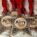 Christmas Star Gift Tags-Merry and Bright -SET of 6-Vintage Style-Ribbon Choice