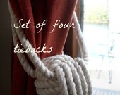 Nautical Home Decor - Set of 4 cotton rope curtain tie backs - Nautical Decor