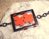 Club Player Poker Bracelet Wire Wrapped Red Jasper Carved Stones