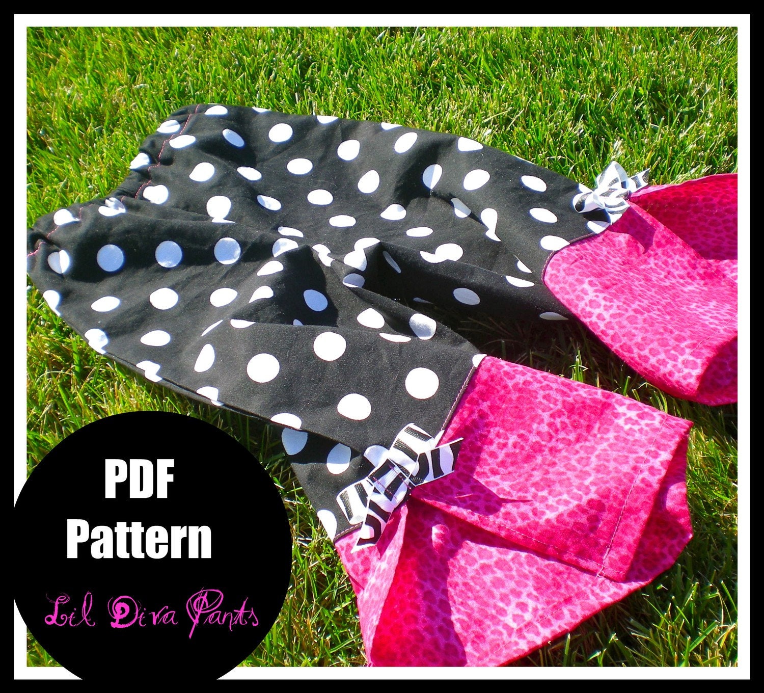 Girls Pants Pattern, PDF Sewing Pattern, Baby Pants Pattern, INSTANT DOWNLOAD, Wide Leg Lil Diva Pants sizes 9m-5T