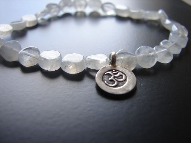 Om Moonstone Bracelet - Healing bracelet -Rebirth Inner peace Yoga Jewelry - Gifts with meaning