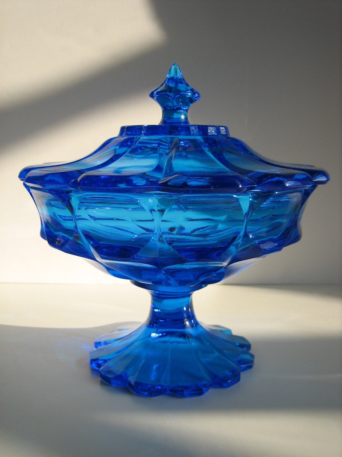 Large Cobalt Blue Candy with Lid. by AttysVintage