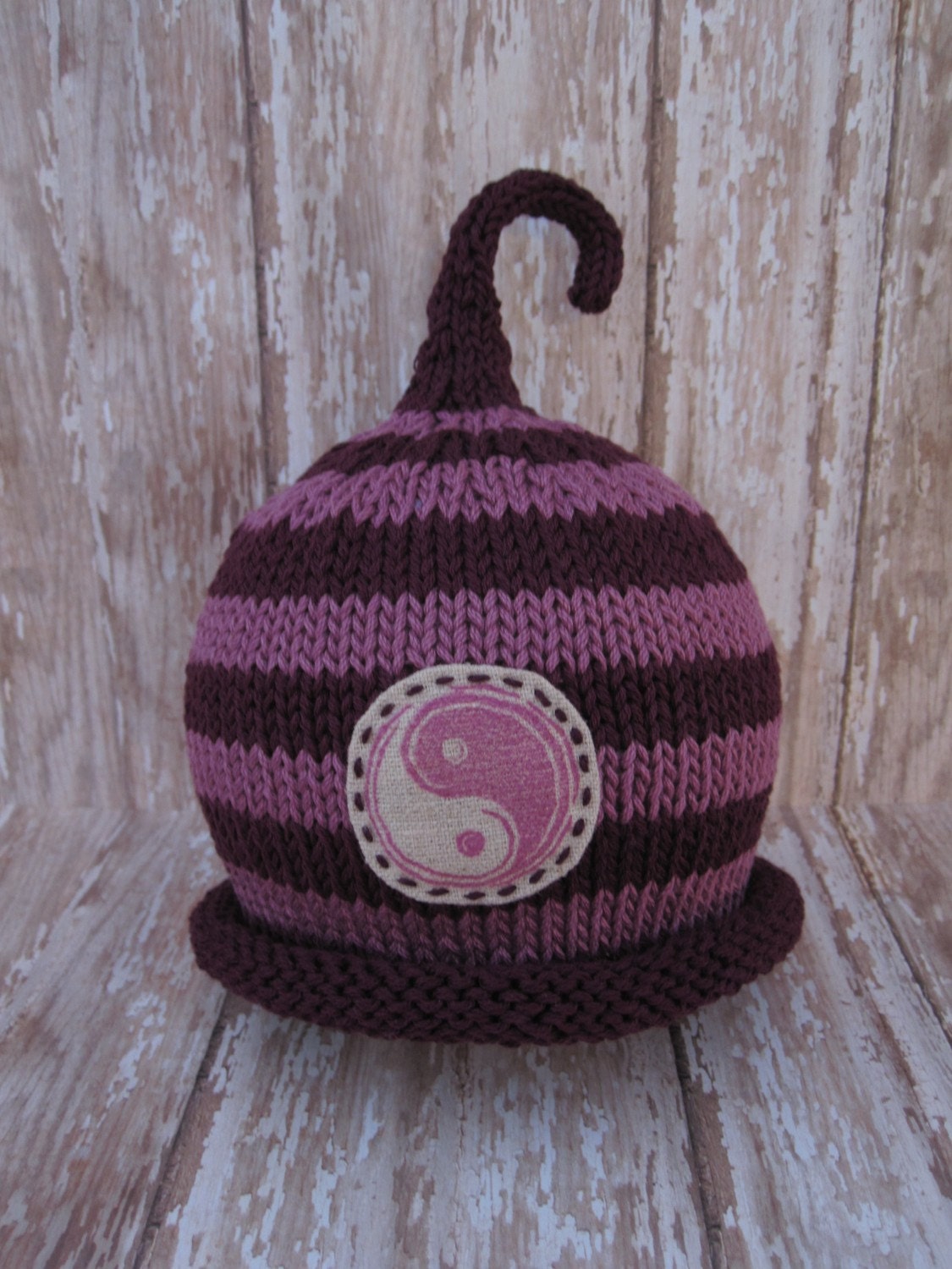 Yin Yang hand knit baby hat