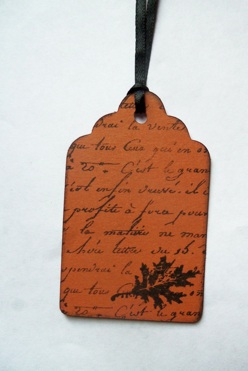 Buy gift tags and invitations - Leaf Script Autumn color Gift Tags.  Jar Tags.  Wine Bottle Tags.  Scrapbooking. Invitations.  Set of 10.