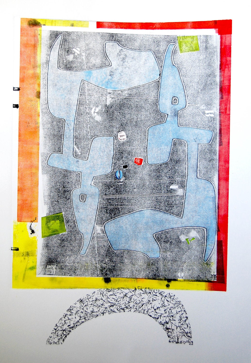 Contemporary Abstract Modern Art Monoprint : WhatsOnTV