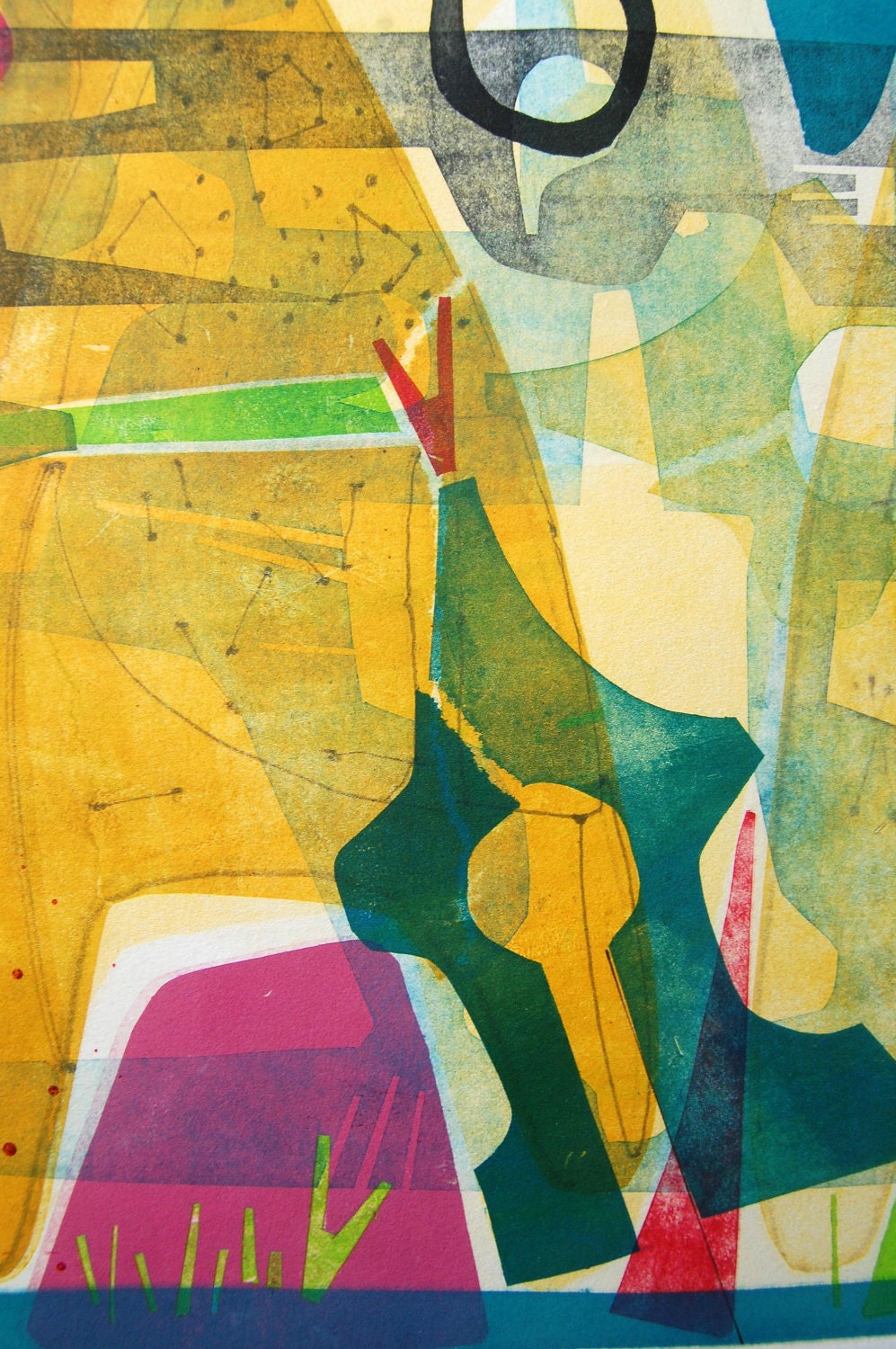 Contemporary Fine Art Monoprint : Road To Marrakesh (Arab Spring)