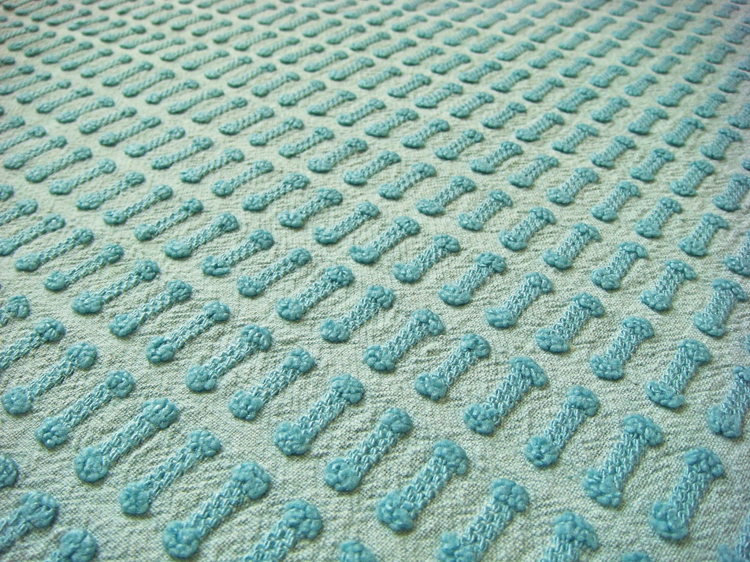 Morgan Jones Aqua Buttonhole Vintage Chenille Fabric