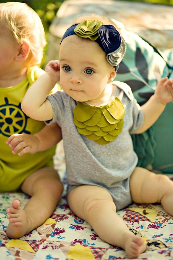 Baby Girl Bodysuit, Moss Green Layers On Heather Grey, Mermaid Style, Newborn To 12 Month