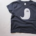 Halloween Toddler T-Shirt, Spooky Appliqued Cotton Ghost, Navy Blue Tee, Boy Or Girl
