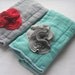 Baby Burpie Set, Burpcloth, Embellished, Hand Dyed Cloth Diaper, Knit Fabric Cluster, Grey, Red, Teal, Boy Or Girl