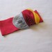 Baby Girl Headband, Red Band, Grey Red And Yellow Buds, Photography Prop