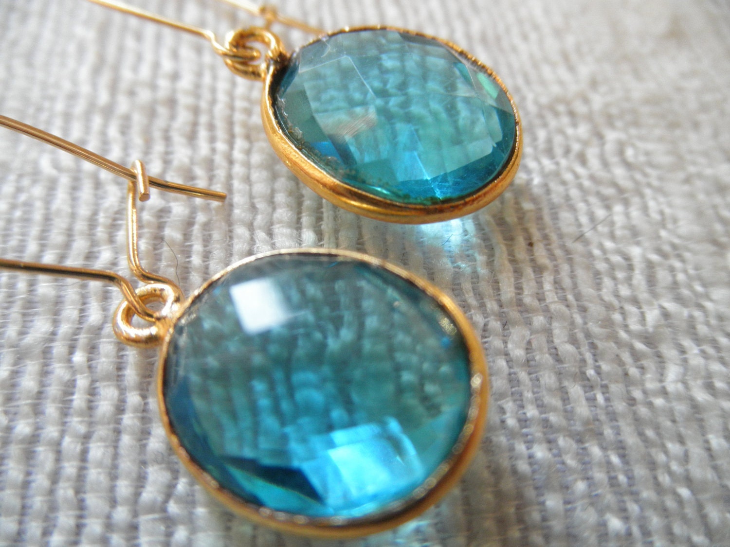 Hydro Quartz earrings - Blue quartz earrings - gold earrings - E A R R I N G S