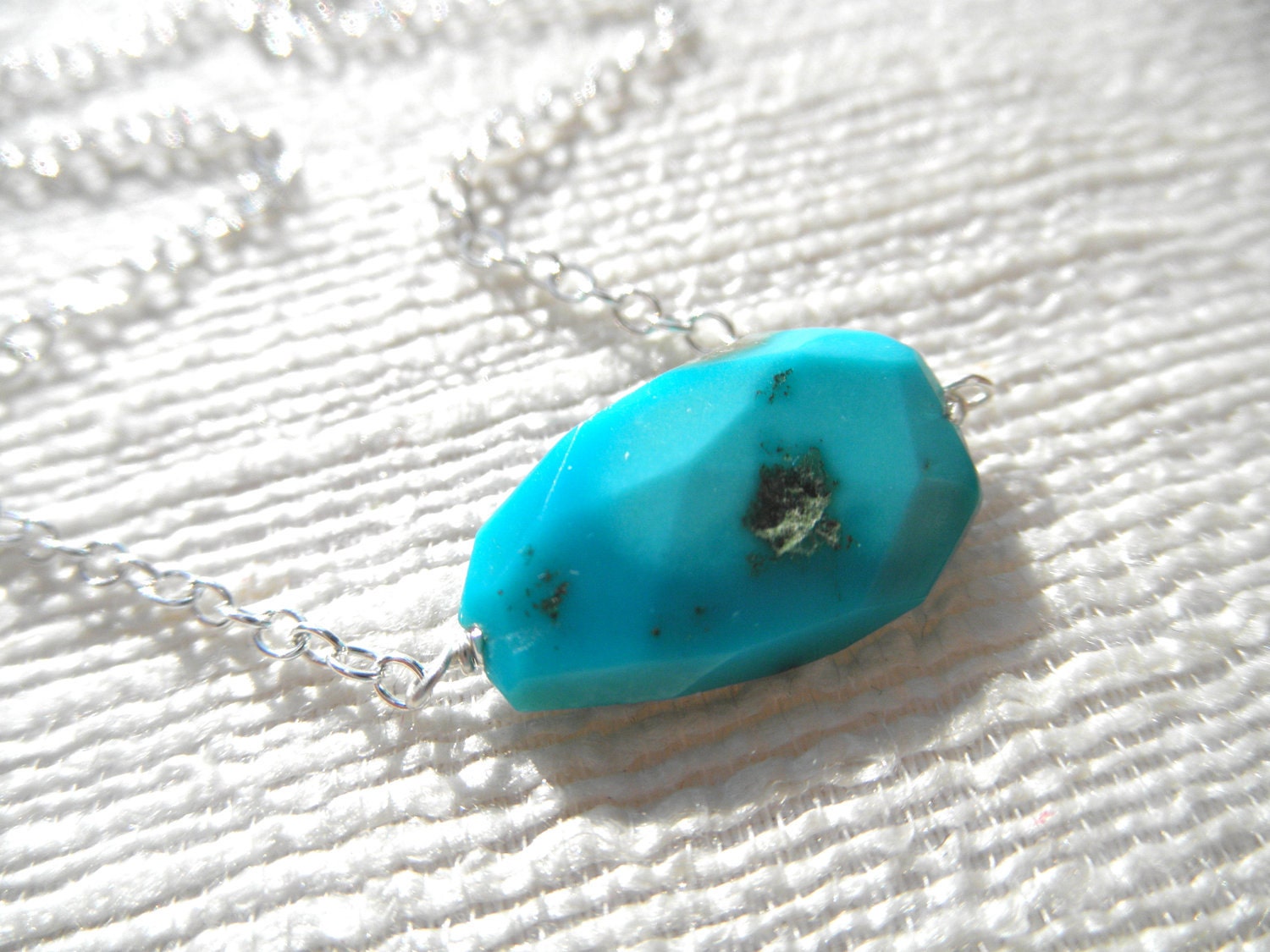 Arizona Turquoise Necklace - silver necklace - turquoise nugget - K A T E