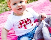 Baby Girls Clothing //  Girls White Onesie with a Pink and Red Apple Elephant Applique // Size 3-6 months // Girls Elephant Onesie